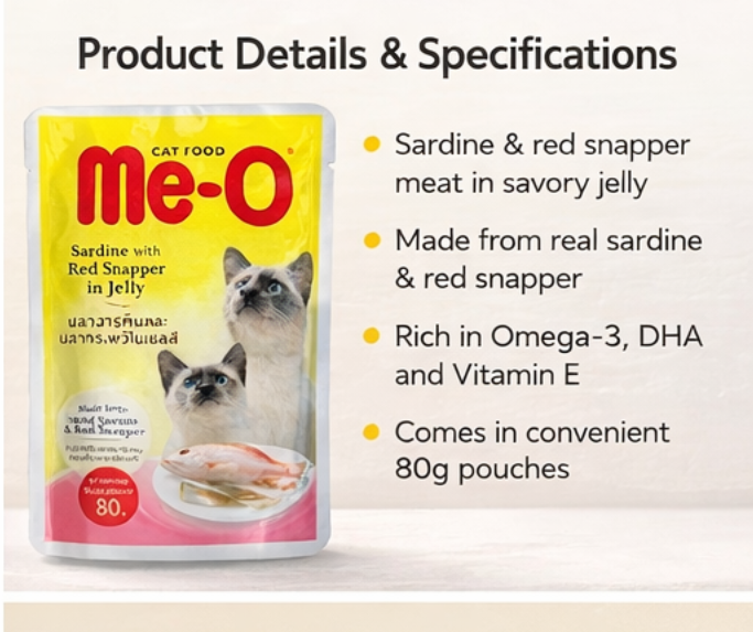 ME-O Sardine with Red Snapper in Jelly | Wet Cat Food