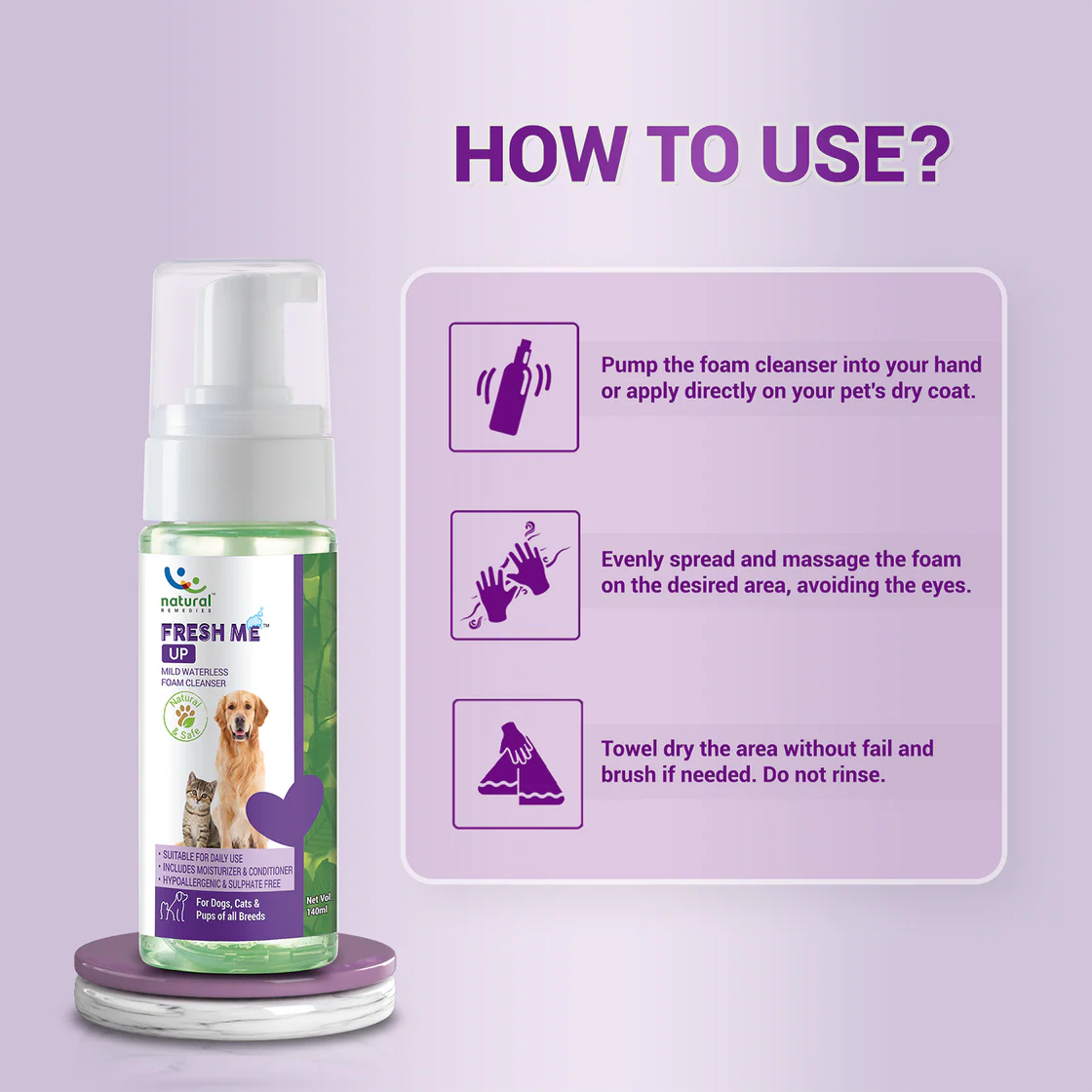 Natural Remedies Fresh Me Up Foam Cleanser | Pet Grooming Supplies