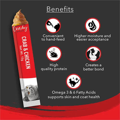 Kitty Yums Crab & Chicken Creamy Treat - 375 gm | Wet Cat Treats