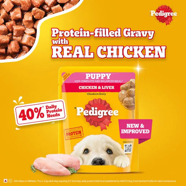 Pedigree Puppy Chicken & Liver Chunks Gravy | Wet Dog Food