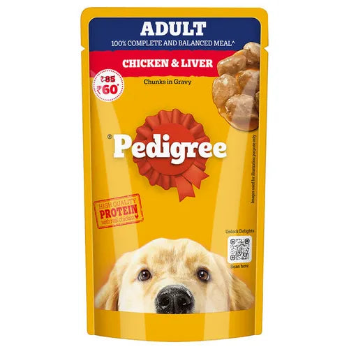 Pedigree Adult Chicken & Liver Chunks 130 gm | Wet Dog Food