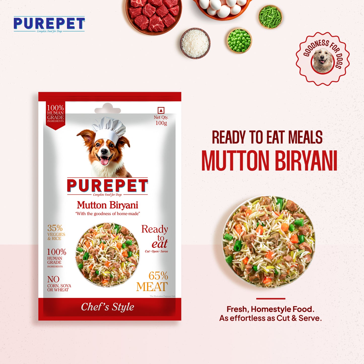 Purepet Mutton Biryani | Fresh Dog Food