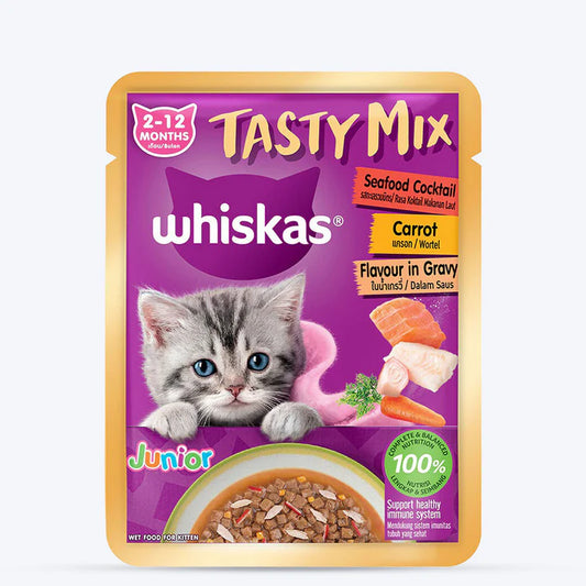 Whiskas Tasty Mix Kitten Seafood Cocktail & Carrot Gravy | Wet Cat Food