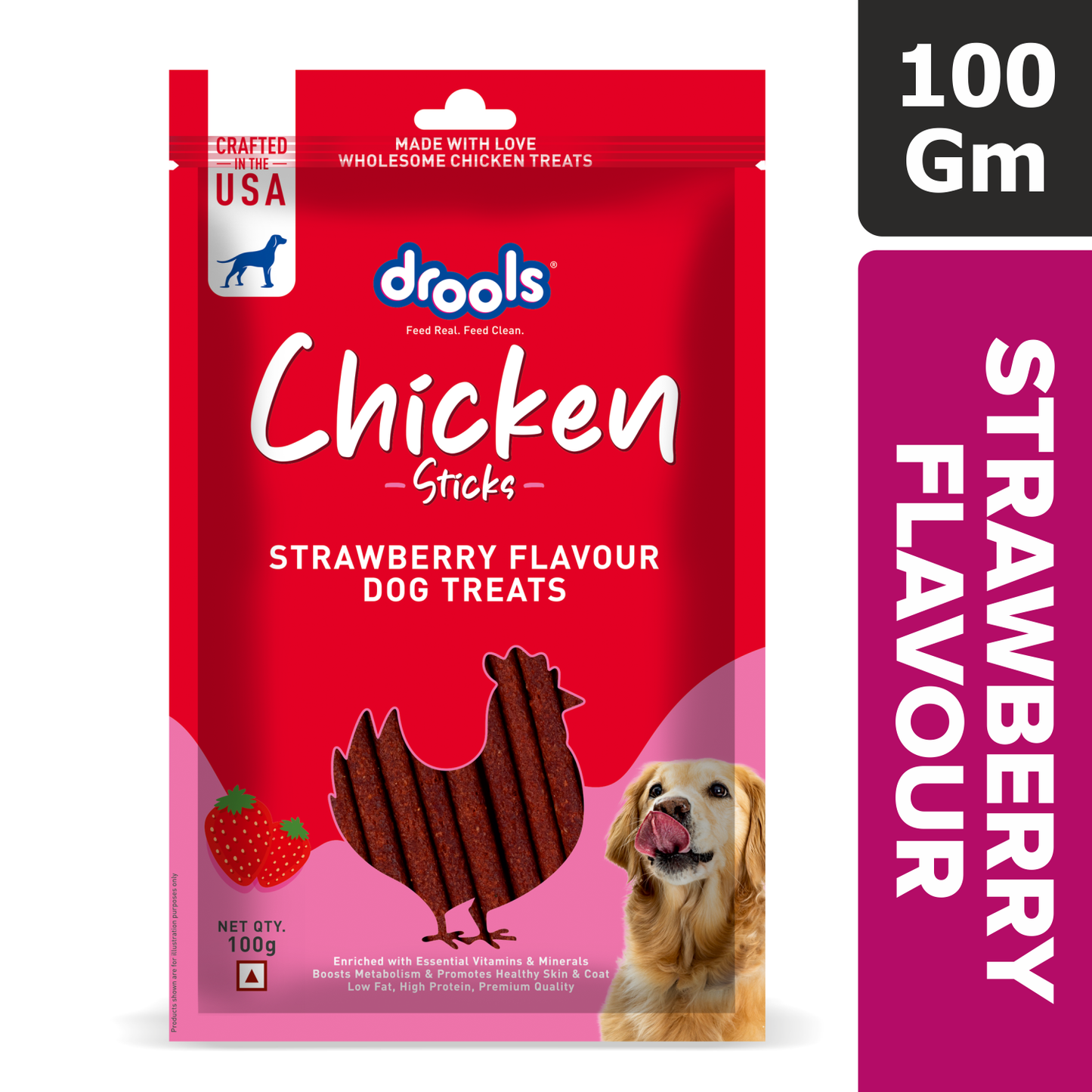 Drools Chicken Strawberry Sticks | Dry Dog Treats