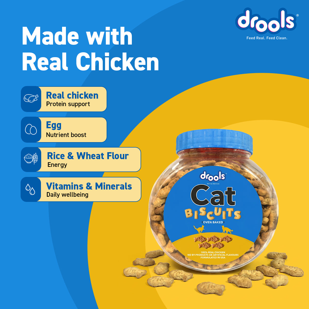 Drools Cat Chicken Biscuit 400 gm | Dry Cat Treats
