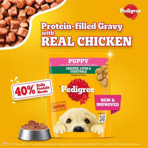 Pedigree Puppy Chicken Liver & Vegetable Gravy | Wet Dog Food