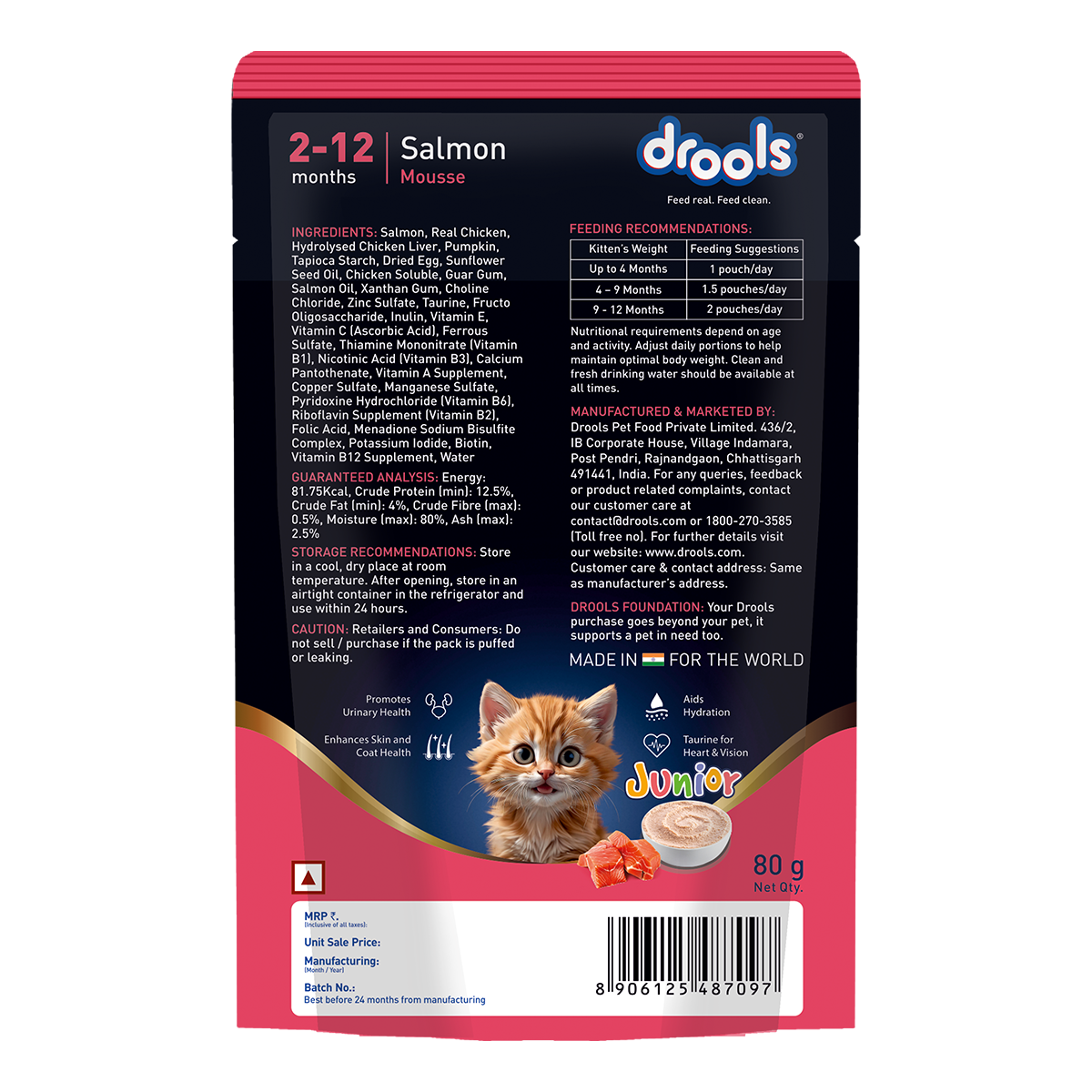 Drools Mousse Salmon Kitten - 80 gm | Wet Cat Food