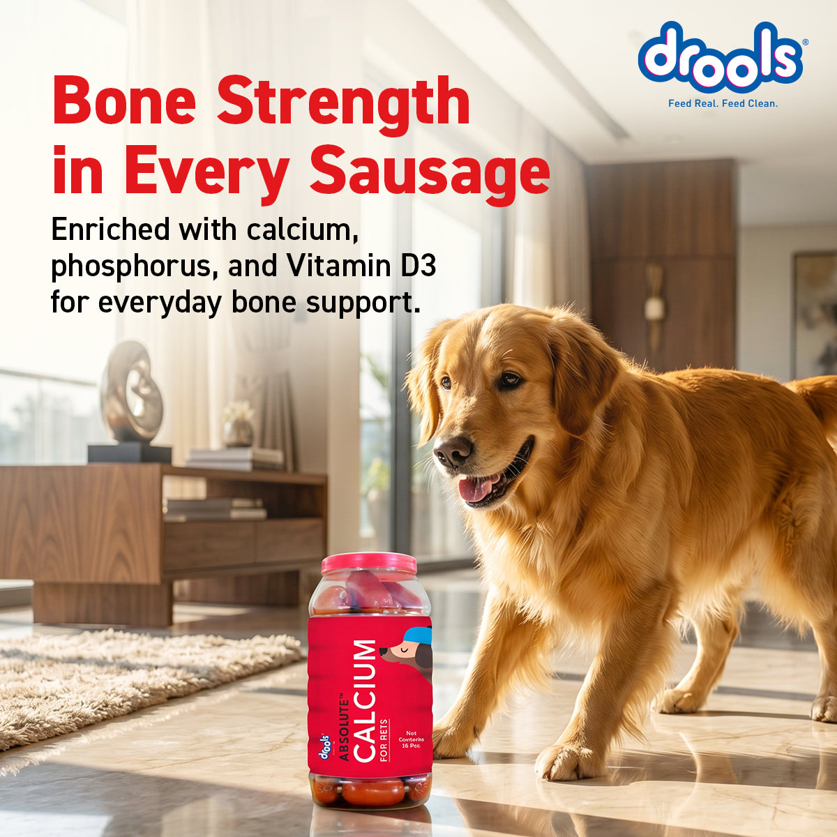 Drools Absolute Calcium Sausage | Soft Dog Treats