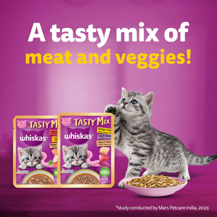 Whiskas Tasty Mix Kitten Seafood Cocktail & Carrot Gravy | Wet Cat Food