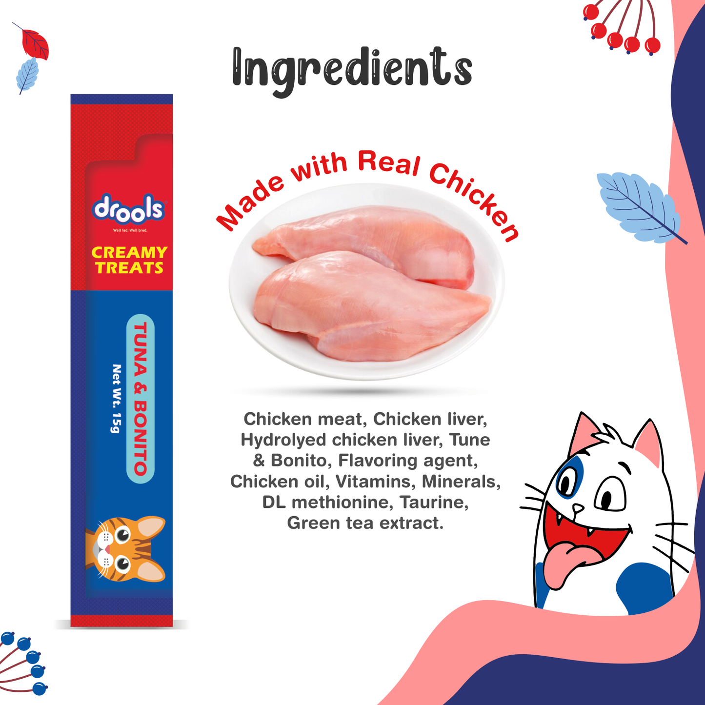 Drools Creamy Treat Tuna & Bonito Jar 25 pcs | Wet Cat Treats