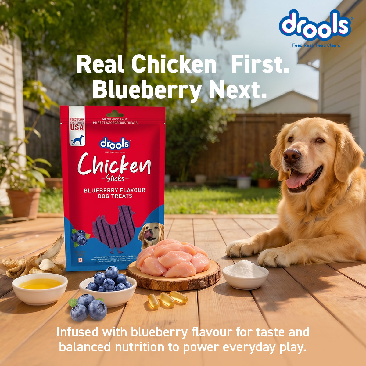 Drools Chicken Blueberry Sticks | Dry Dog Treats
