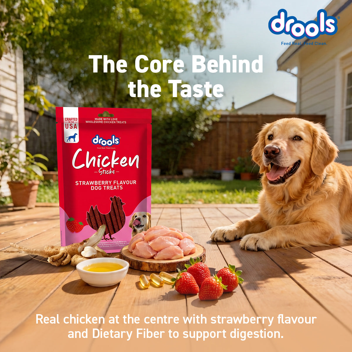 Drools Chicken Strawberry Sticks | Dry Dog Treats