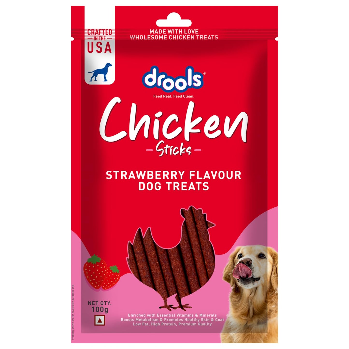 Drools Chicken Strawberry Sticks | Dry Dog Treats
