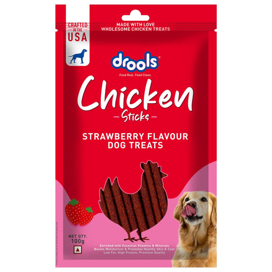 Drools Chicken Strawberry Sticks | Dry Dog Treats - Nikhil Pet Store