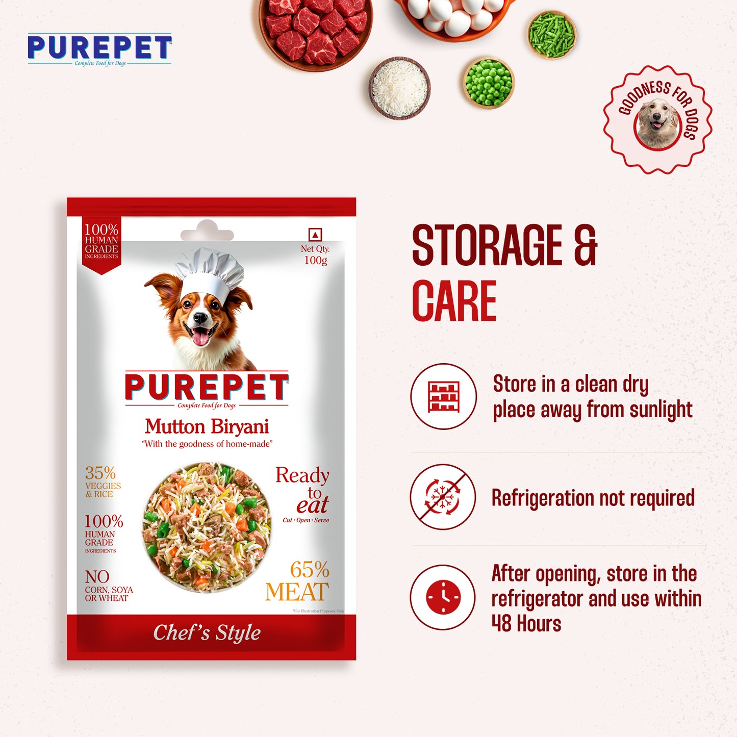 Purepet Mutton Biryani | Fresh Dog Food