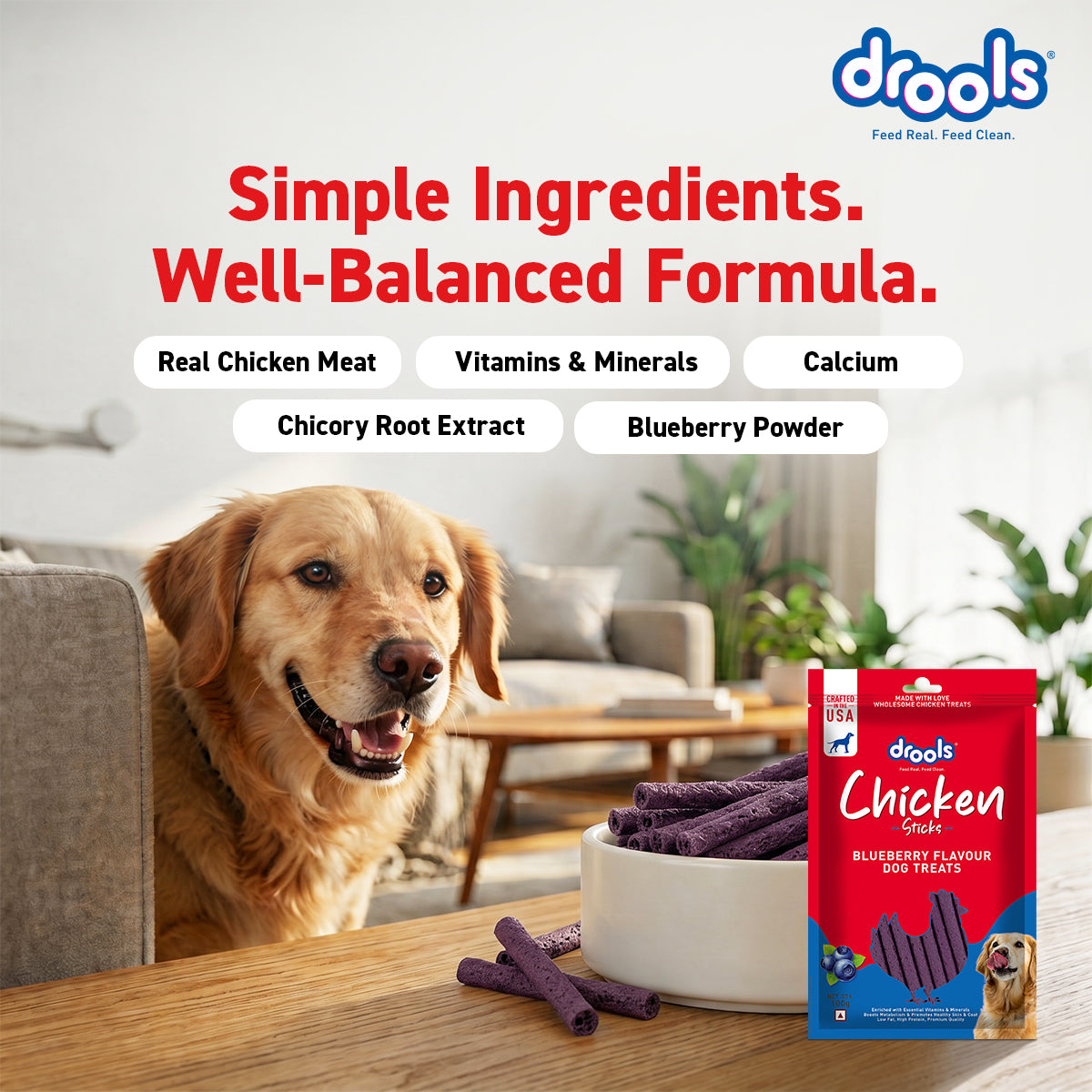 Drools Chicken Blueberry Sticks | Dry Dog Treats