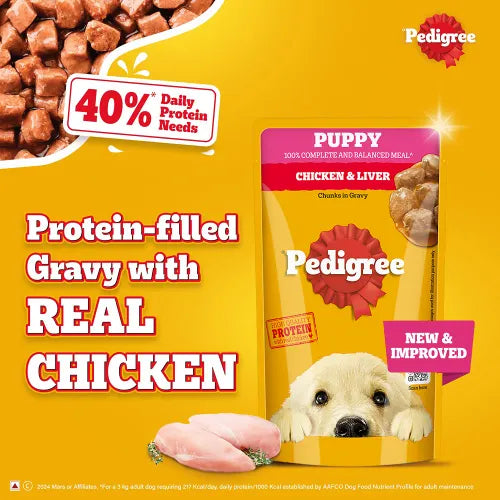Pedigree Puppy Chicken & Liver Gravy 130 gm | Wet Dog Food