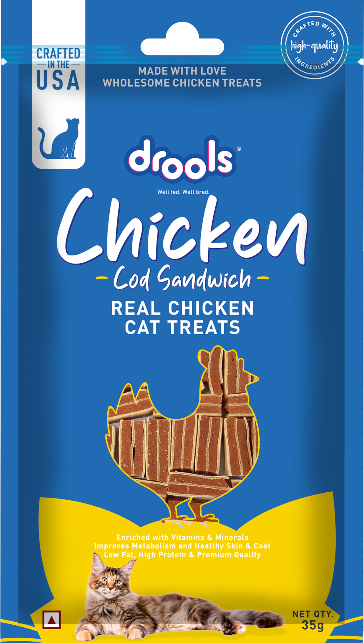 Drools Chicken COD Sandwich | Dry Cat Treats