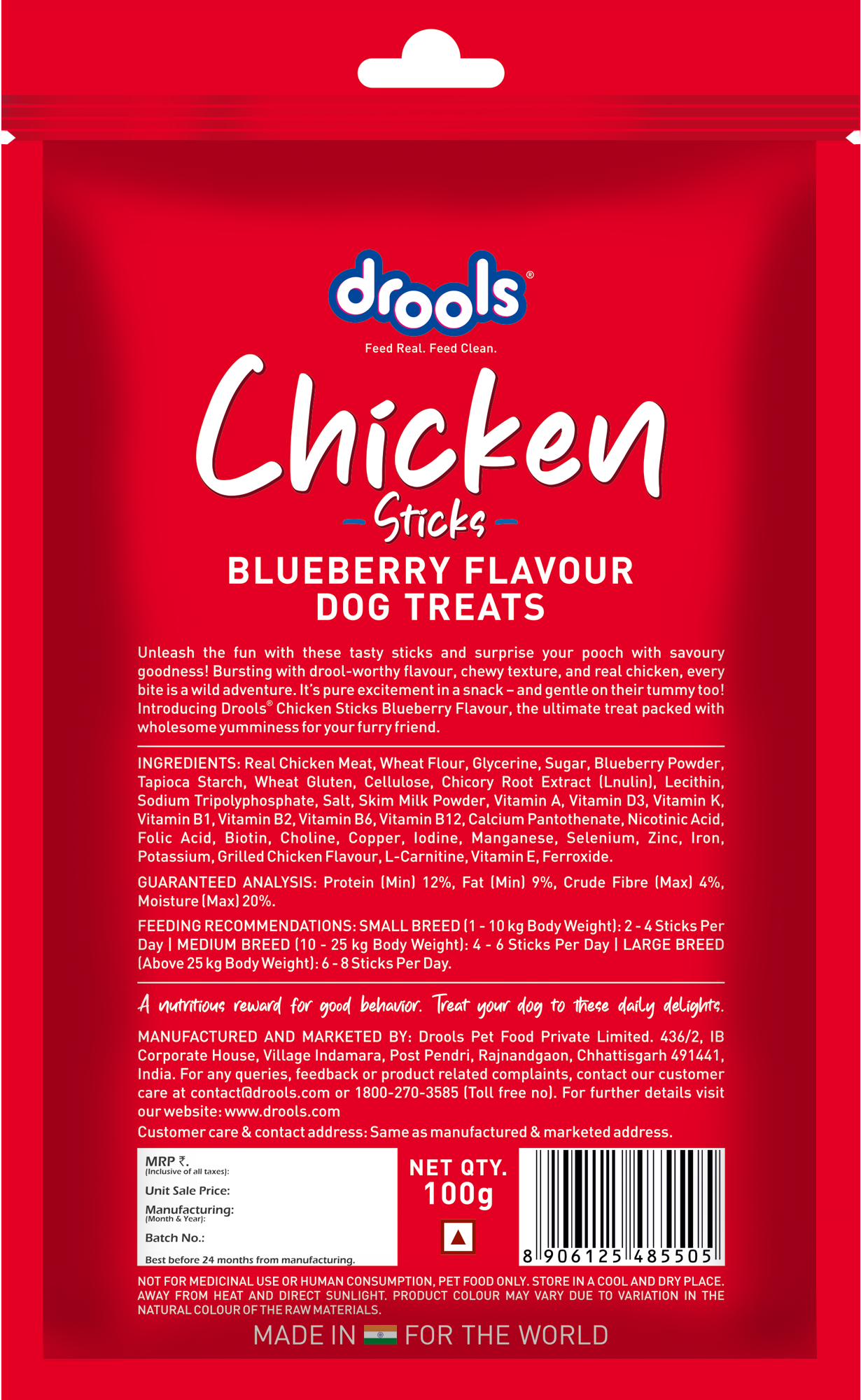 Drools Chicken Blueberry Sticks | Dry Dog Treats