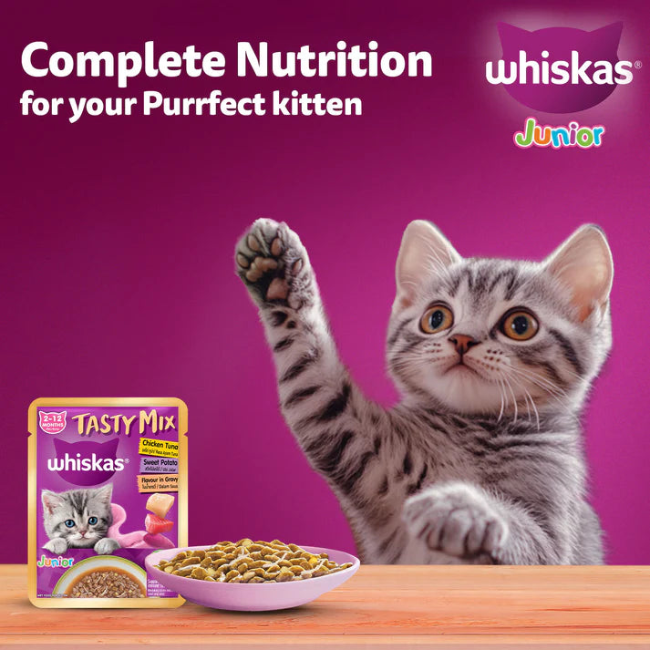 Whiskas Tasty Mix Kitten Chicken Tuna & Sweet Potato Gravy | Wet Cat Food