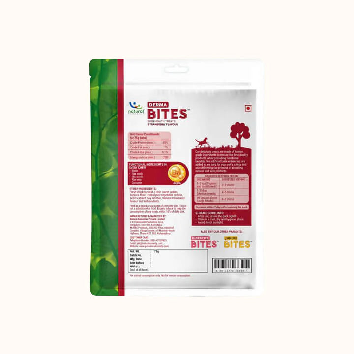Natural Remedies Derma Bites Strawberry Flavor | Soft Dog Treats