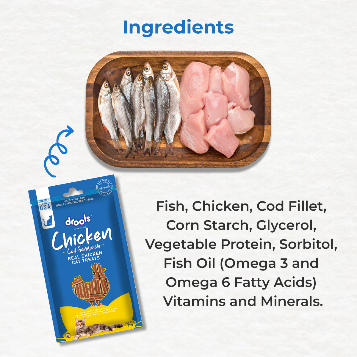 Drools Chicken COD Sandwich | Dry Cat Treats