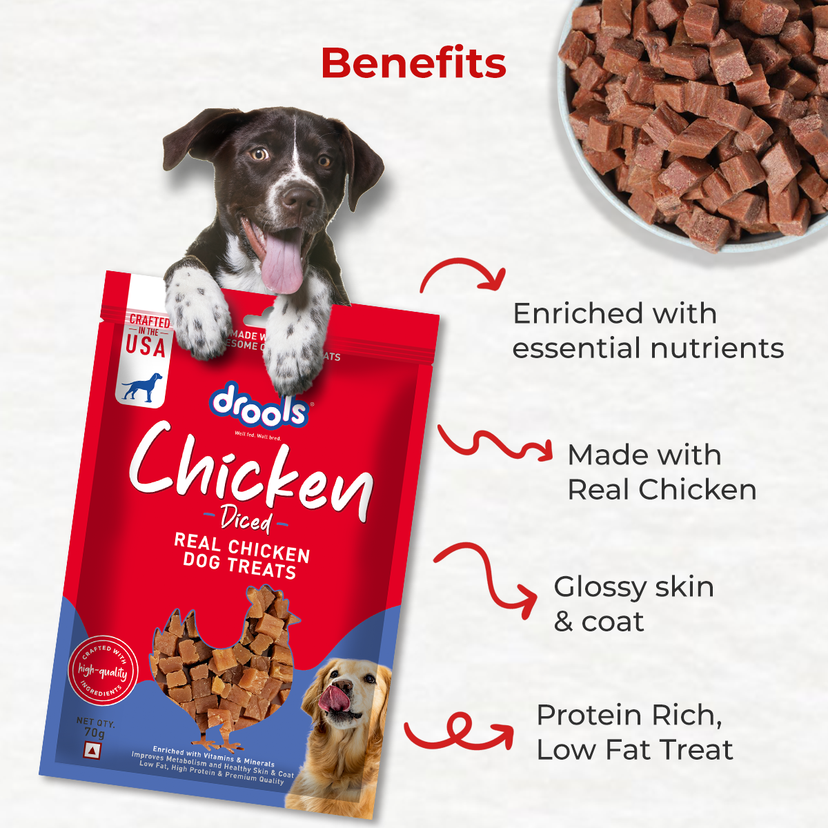 Drools Chicken Diced | Dry Dog Treats