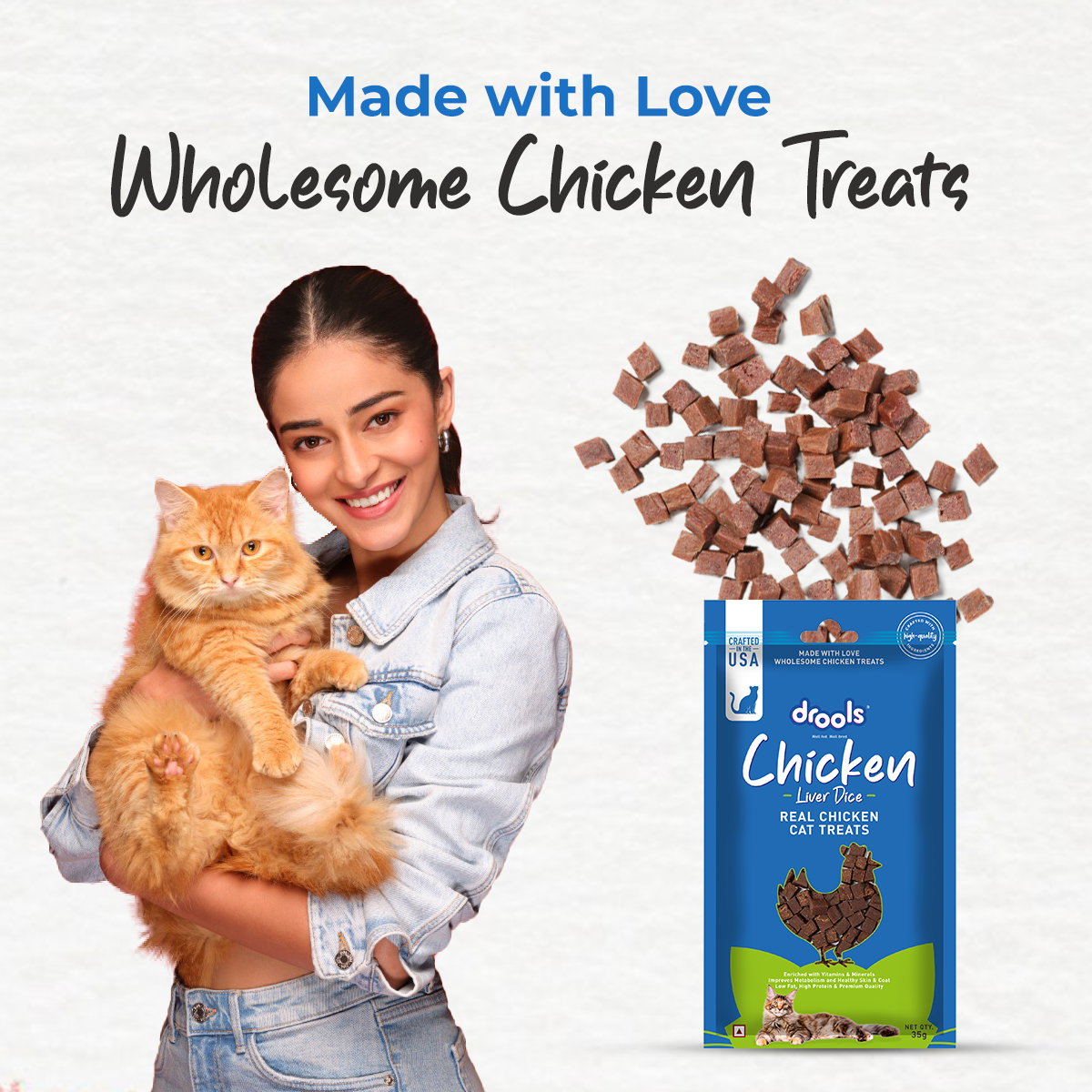Drools Chicken Liver Dice | Dry Cat Treats
