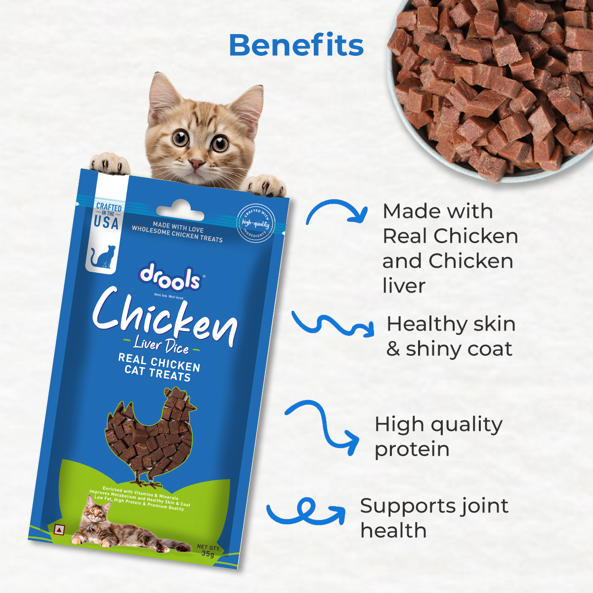 Drools Chicken Liver Dice | Dry Cat Treats