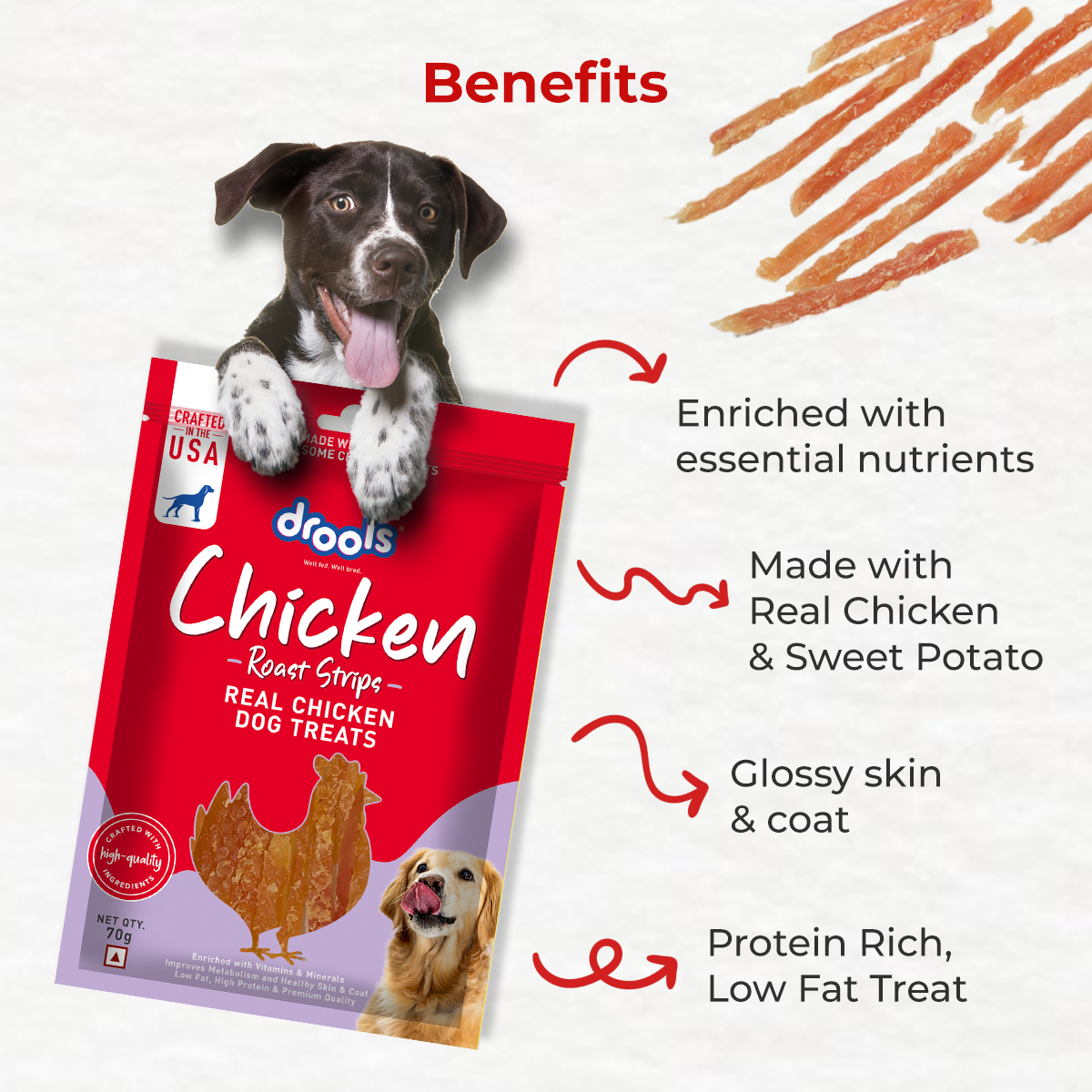 Drools Chicken Roast Strips | Dry Dog Treats