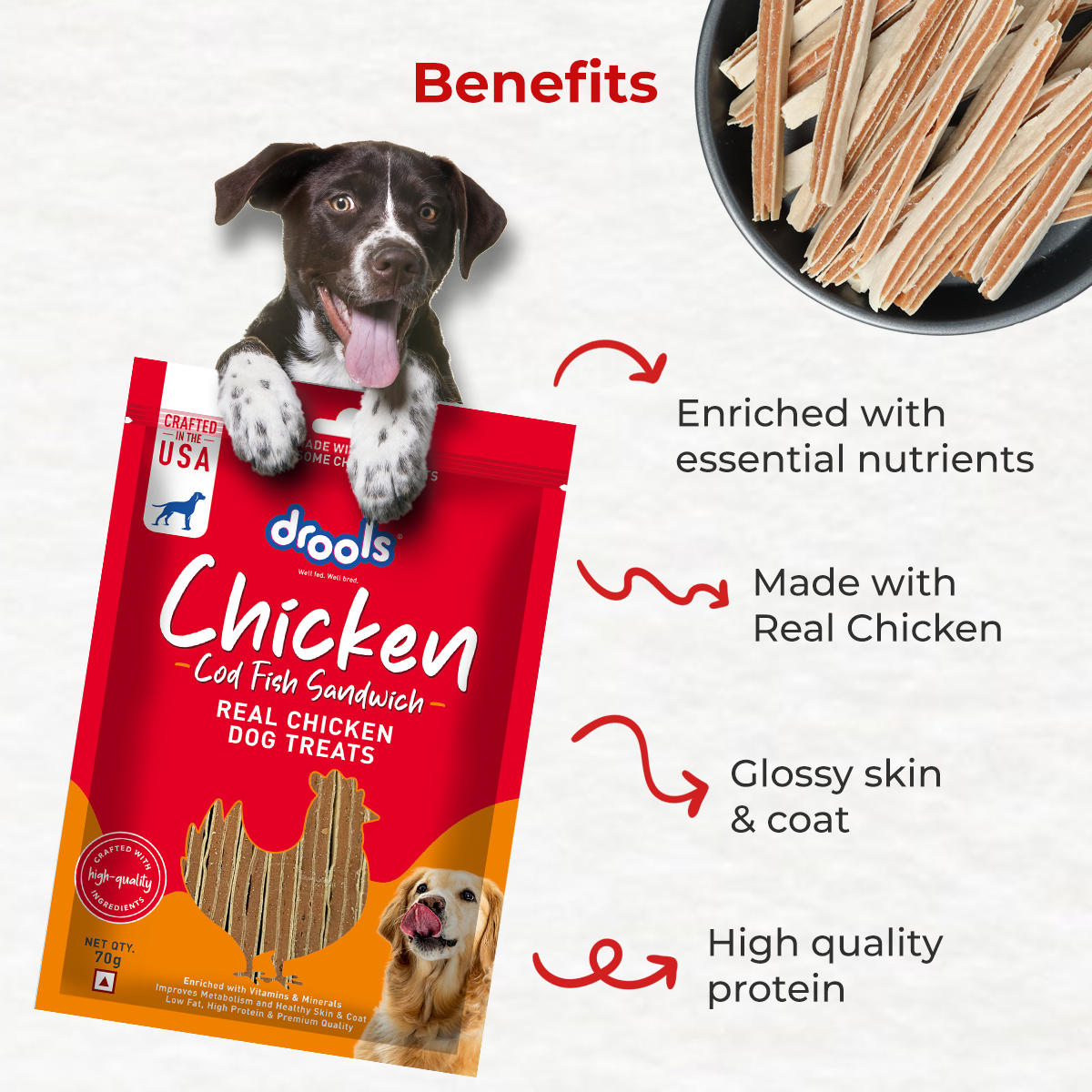 Drools Chicken and Cod Fish Sandwich | Dry Dog Treats
