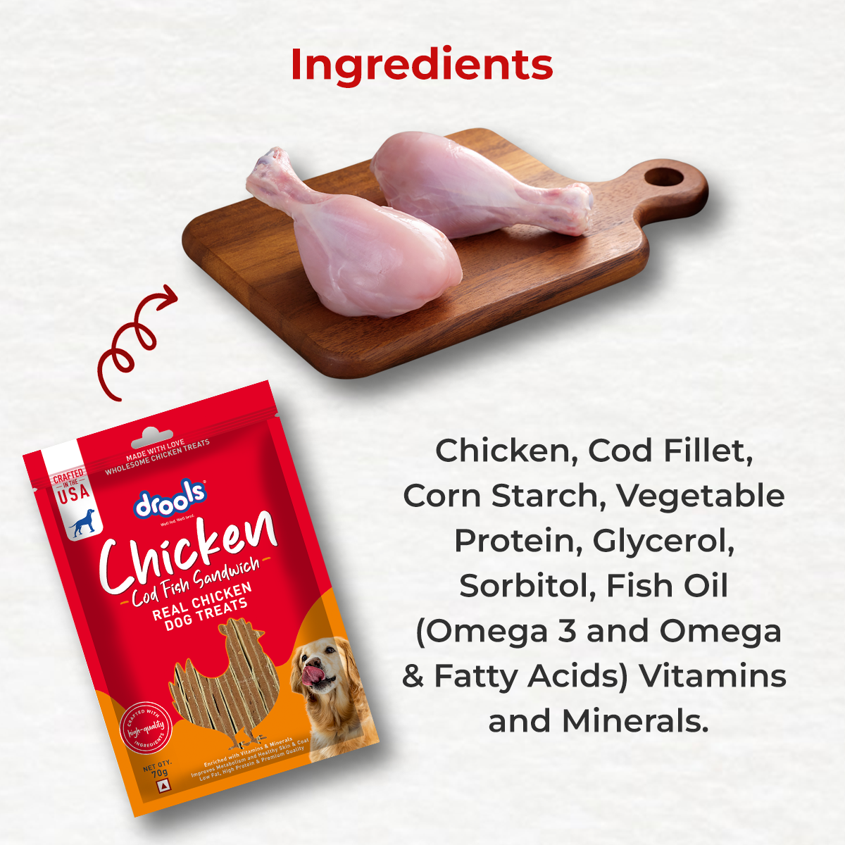 Drools Chicken and Cod Fish Sandwich | Dry Dog Treats