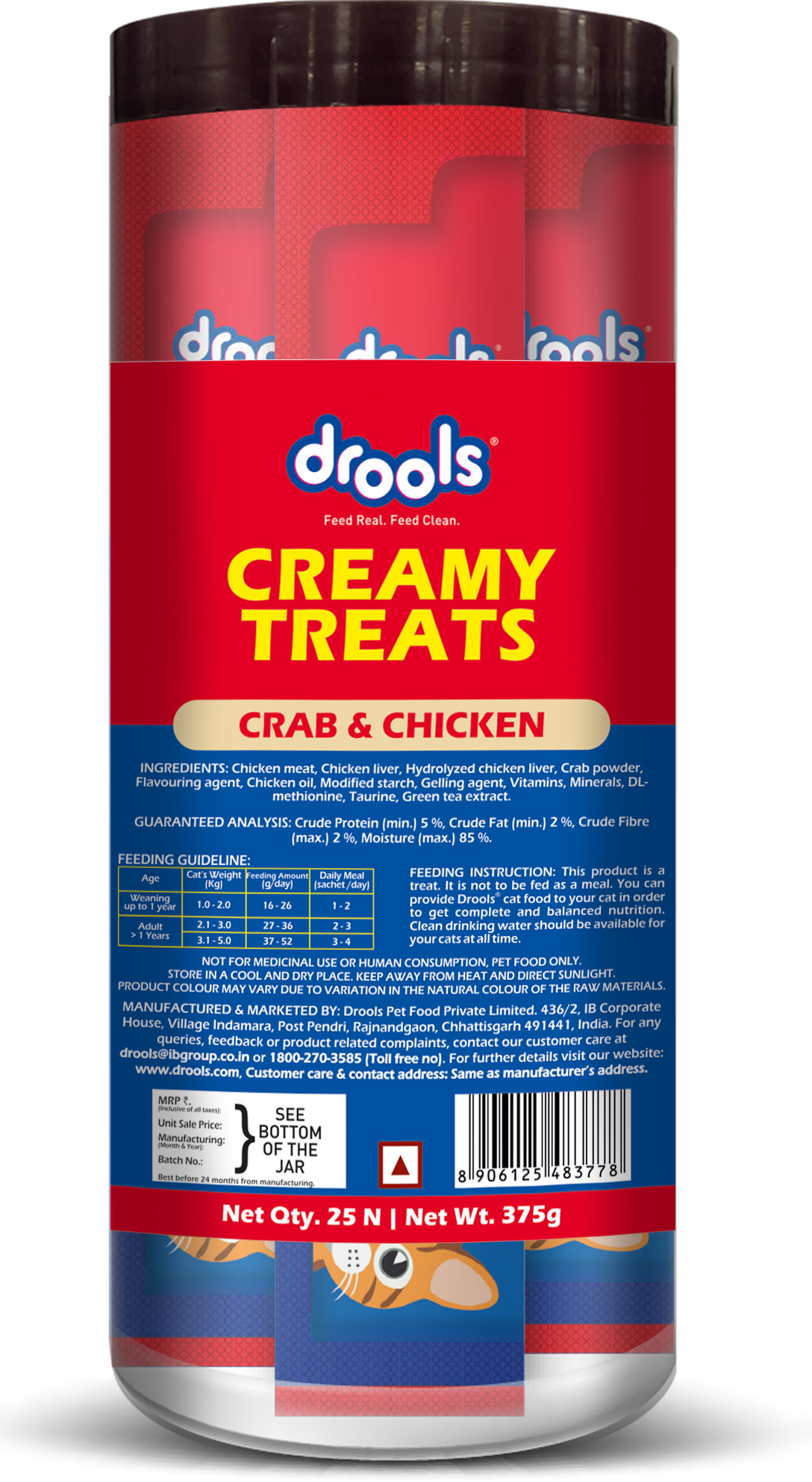Drools Creamy Treat Crab & Chicken Jar 25 pcs | Wet Cat Treats