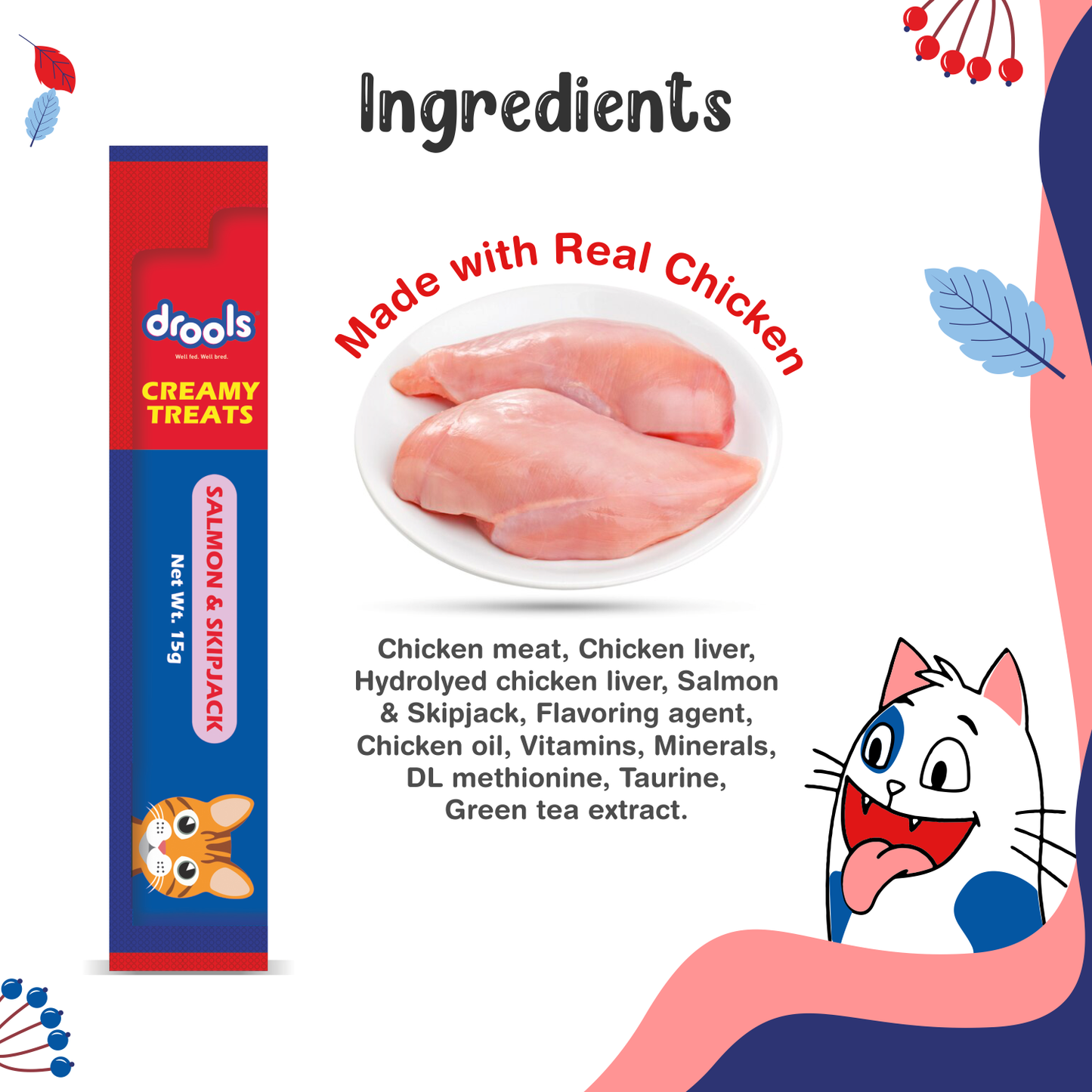 Drools Creamy Treat Salmon & Skipjack Jar 25 pcs | Wet Cat Treats