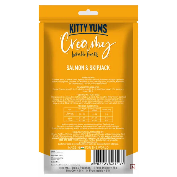 Kitty Yums Salmon & Skipjack Creamy Treat | Wet Cat Treats