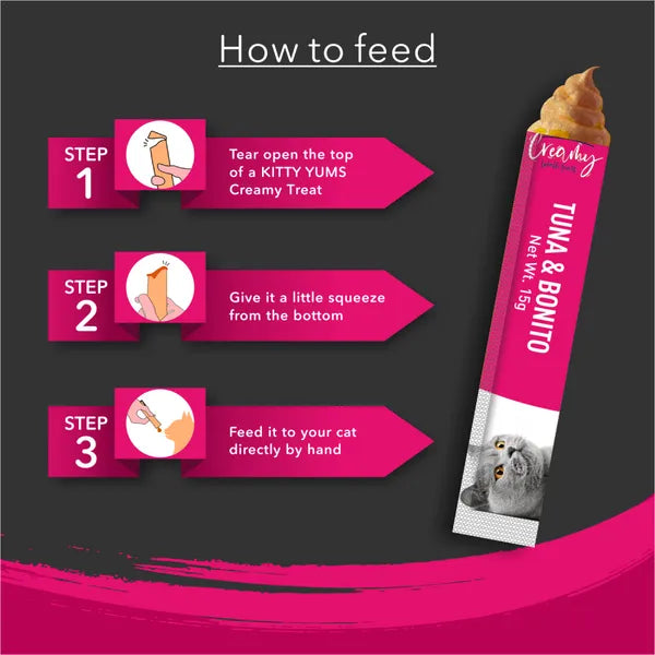 Kitty Yums Tuna & Bonito Creamy Treat - 375 gm | Wet Cat Treats