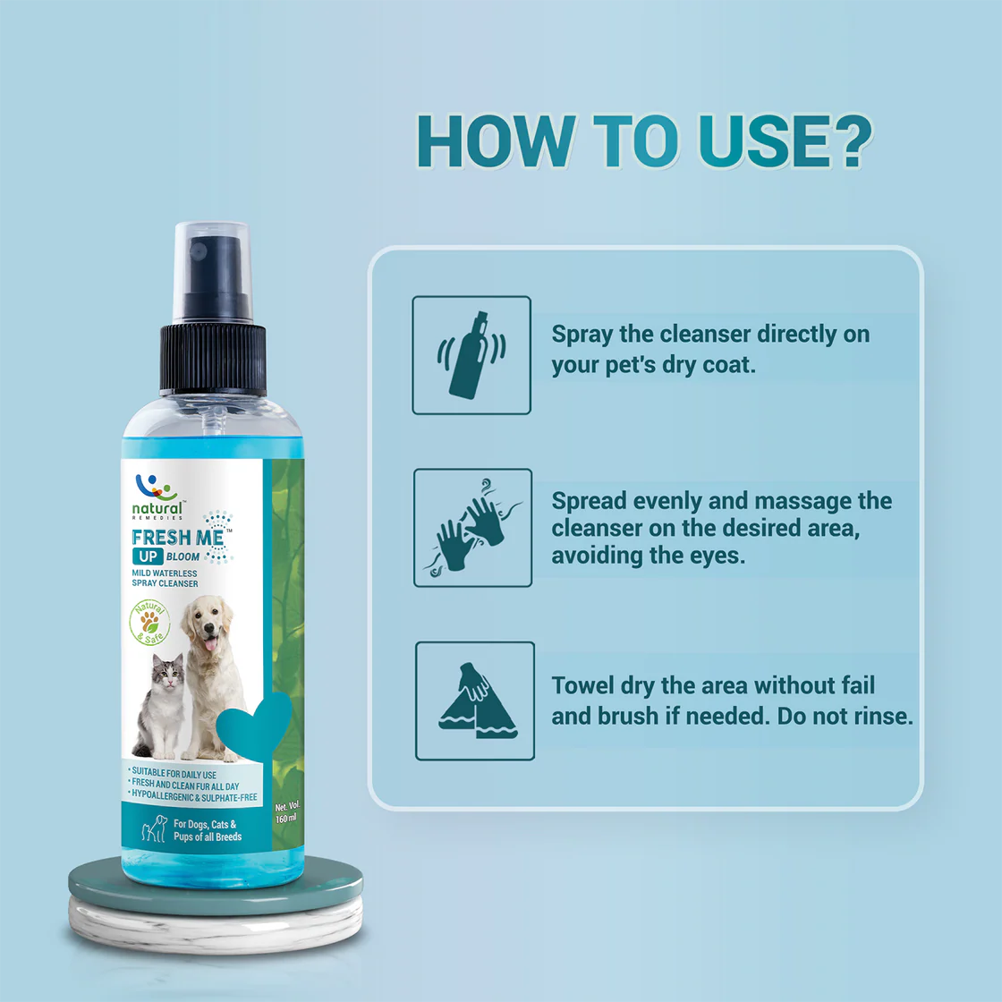 Natural Remedies Fresh Me Up Bloom Waterless Pet Shampoo (Lavender) | Pet Grooming Supplies
