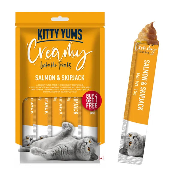 Kitty Yums Salmon & Skipjack Creamy Treat - 375 gm | Wet Cat Treats