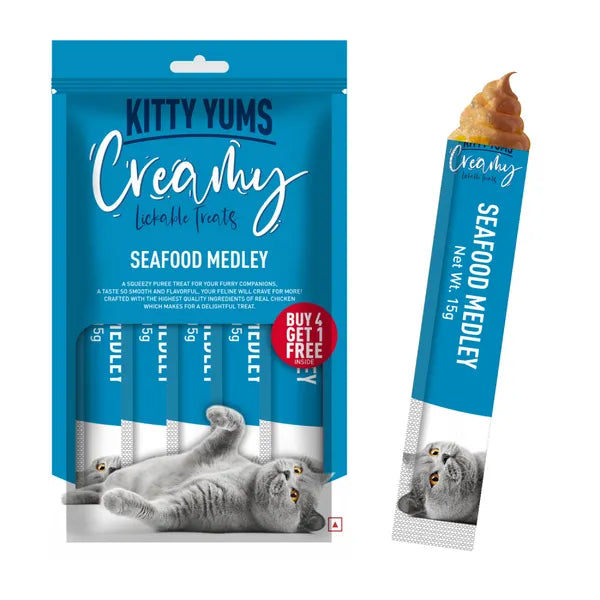 Kitty Yums Seafood Medley Creamy Treat - 375 gm | Wet Cat Treats