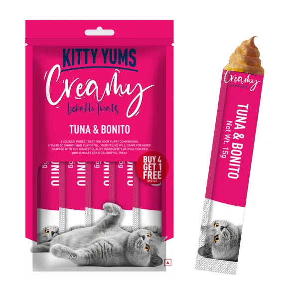 Kitty Yums Tuna & Bonito Creamy Treat - 375 gm | Wet Cat Treats