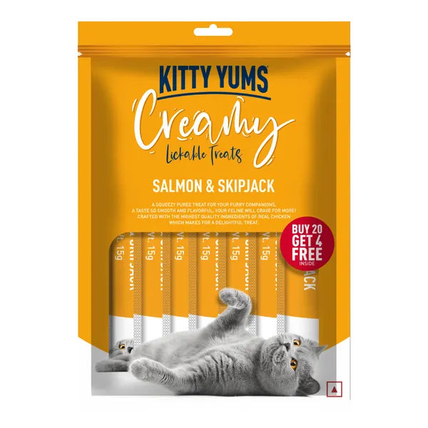 Kitty Yums Salmon & Skipjack Creamy Treat - 375 gm | Wet Cat Treats