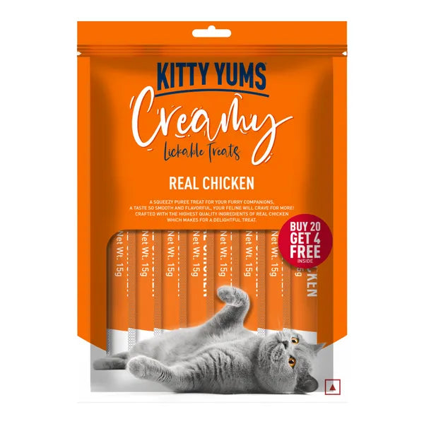 Kitty Yums Real Chicken Creamy Treat - 375 gm | Wet Cat Treats