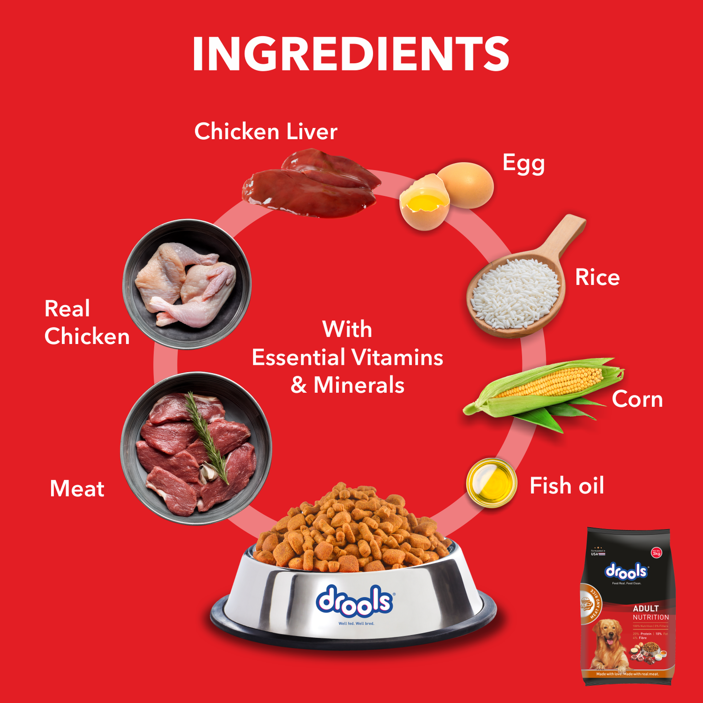 Drools Adult Meat & Rice | Dry Dog Food