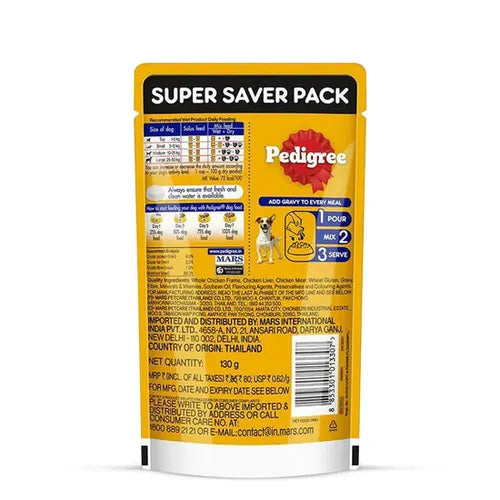 Pedigree Adult Chicken & Liver Chunks 130 gm | Wet Dog Food