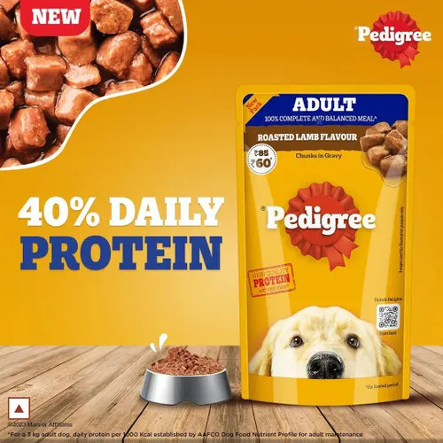 Pedigree Adult Roasted Lamb 130 gm | Wet Dog Food