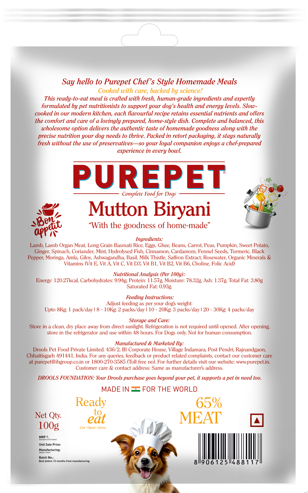 Purepet Mutton Biryani | Fresh Dog Food