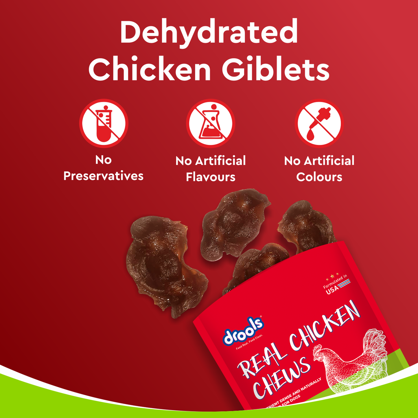 Drools Dehydrated Chicken Giblets | Dry Dog Treats