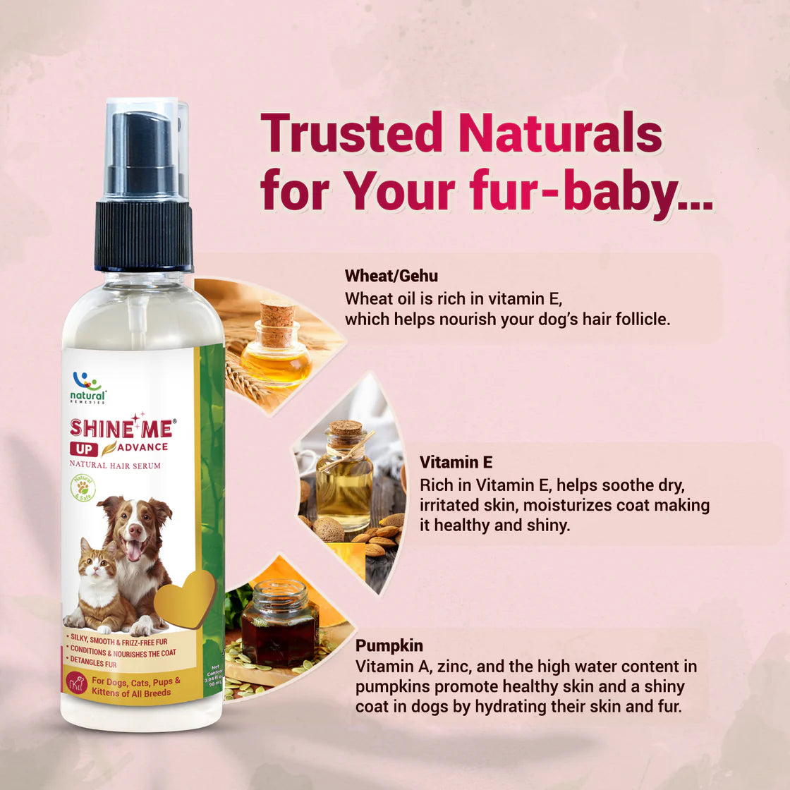 Natural Remedies Shine Me Up Hair Serum | Pet Grooming Supplies
