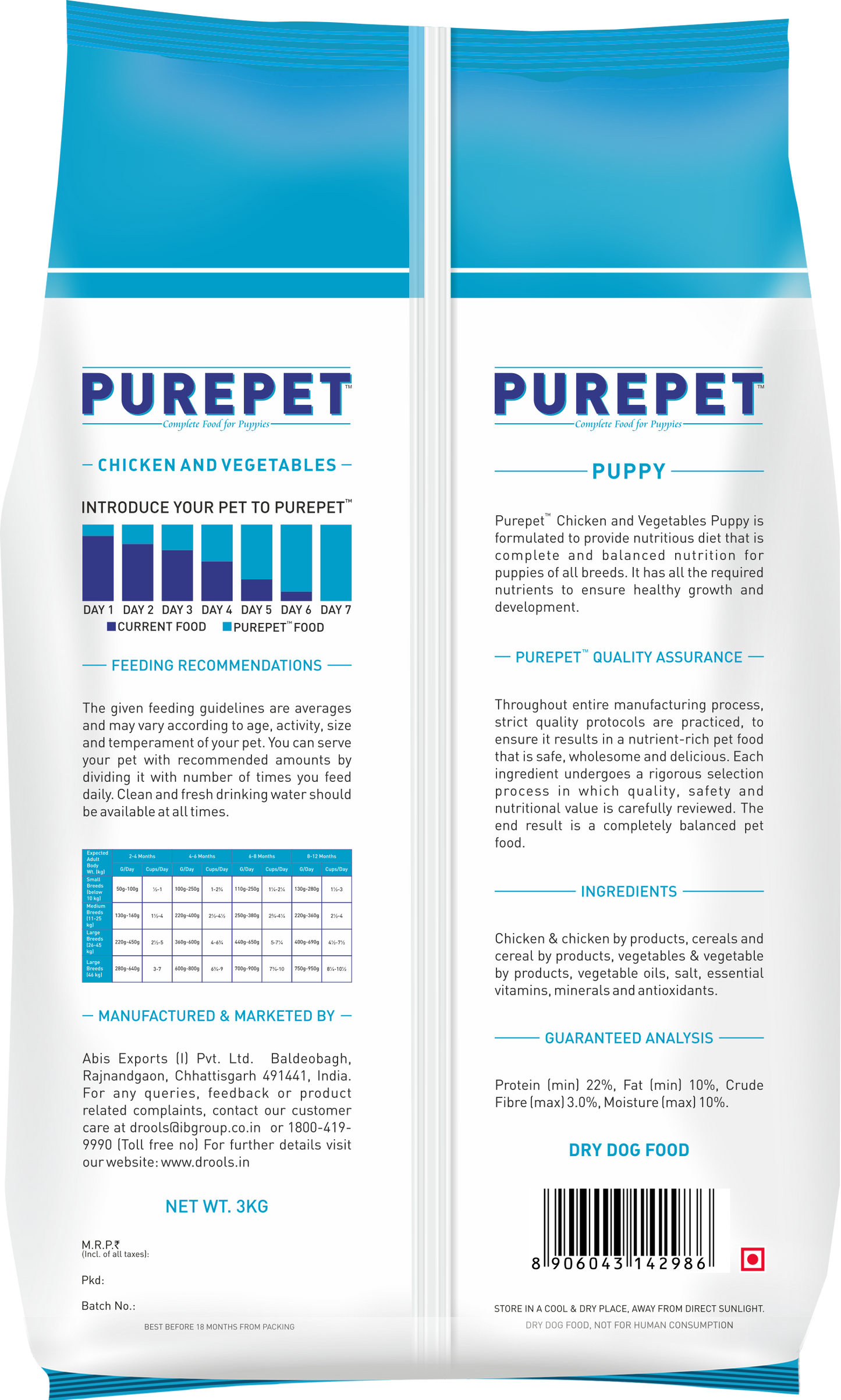 Purepet Puppy Chicken & Vegetable | Dry Dog Food
