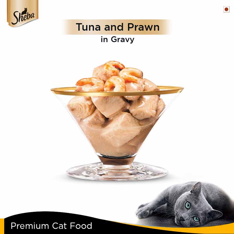 Sheba Tuna & Prawn Gravy Tins - 85 gm | Wet Cat Food